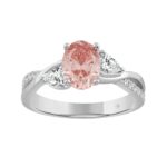 ETERNAL BLUSH COLLECTION LADIES RING 1 1/2CT ROUND/OVAL/PEAR DIAMOND 14K WHITE GOLD (CENTER STONE PINK OVAL DIAMOND 1CT)
