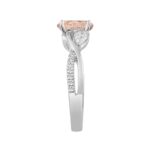 ETERNAL BLUSH COLLECTION LADIES RING 1 1/2CT ROUND/OVAL/PEAR DIAMOND 14K WHITE GOLD (CENTER STONE PINK OVAL DIAMOND 1CT) - Image 3