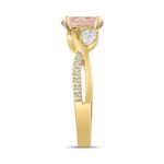 ETERNAL BLUSH COLLECTION LADIES RING 1 1/2CT ROUND/OVAL/PEAR DIAMOND 14K YELLOW GOLD (CENTER STONE PINK OVAL DIAMOND 1CT) - Image 3