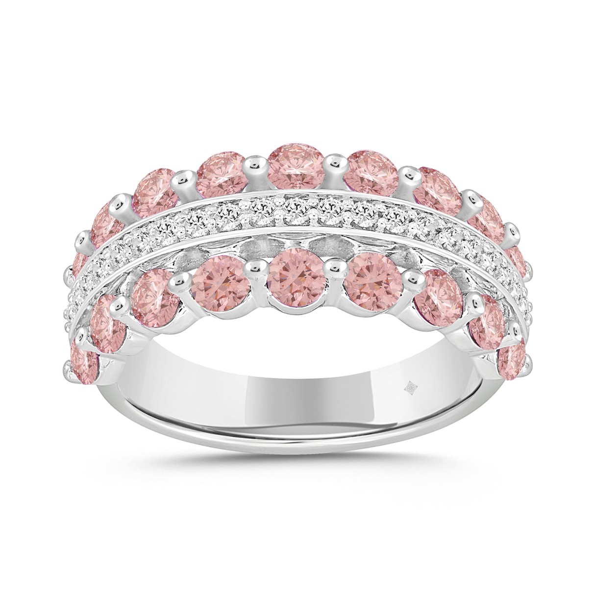 ETERNAL BLUSH COLLECTION LADIES RING 1 3/4CT ROUND DIAMOND 14K WHITE GOLD (ROUND PINK) - Image 1