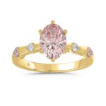 ETERNAL BLUSH COLLECTION LADIES RING 1 3/4CT ROUND/OVAL DIAMOND 14K YELLOW GOLD (CENTER STONE PINK OVAL DIAMOND 1 1/2CT)