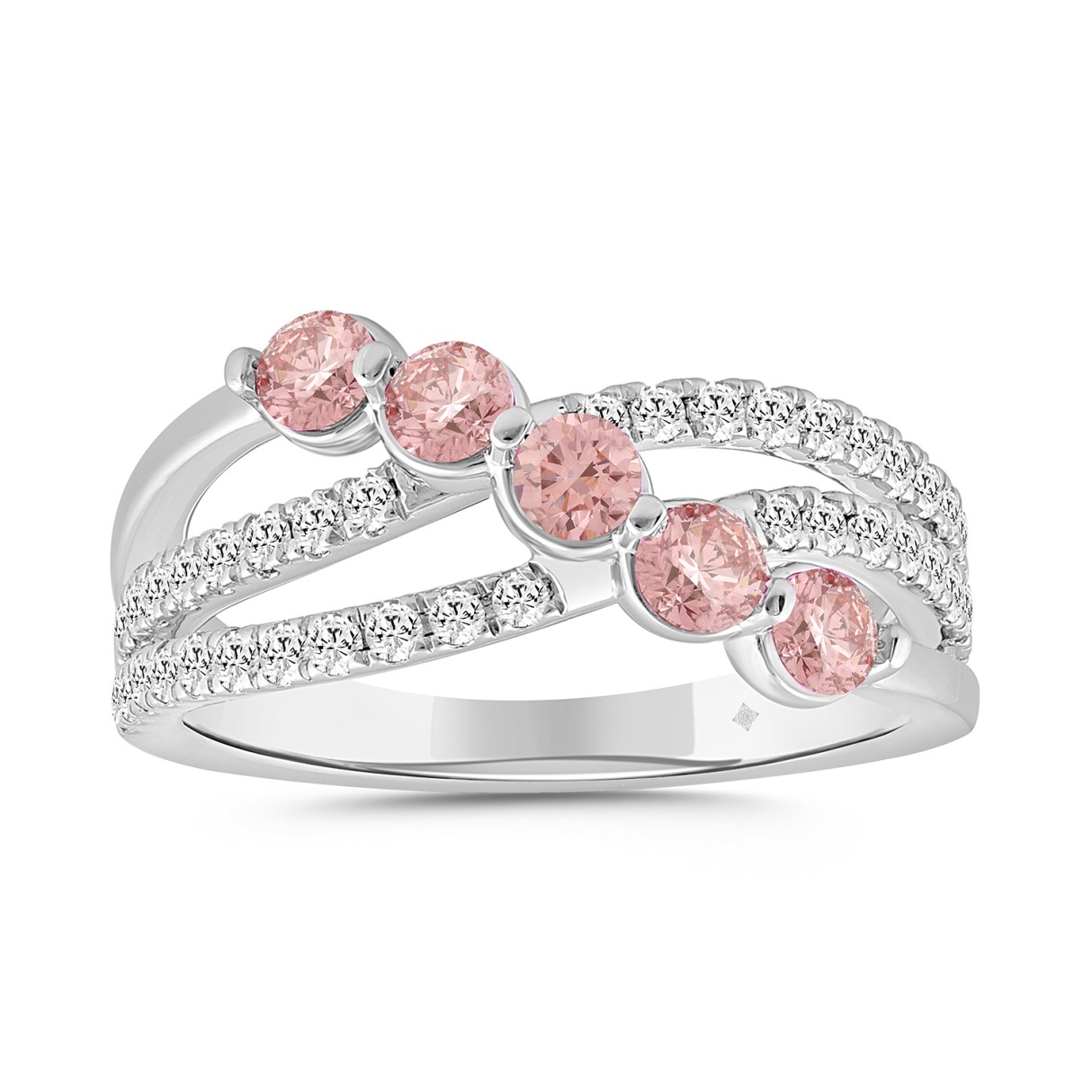 ETERNAL BLUSH COLLECTION LADIES RING 1CT ROUND DIAMOND 14K WHITE GOLD (ROUND PINK) - Image 1