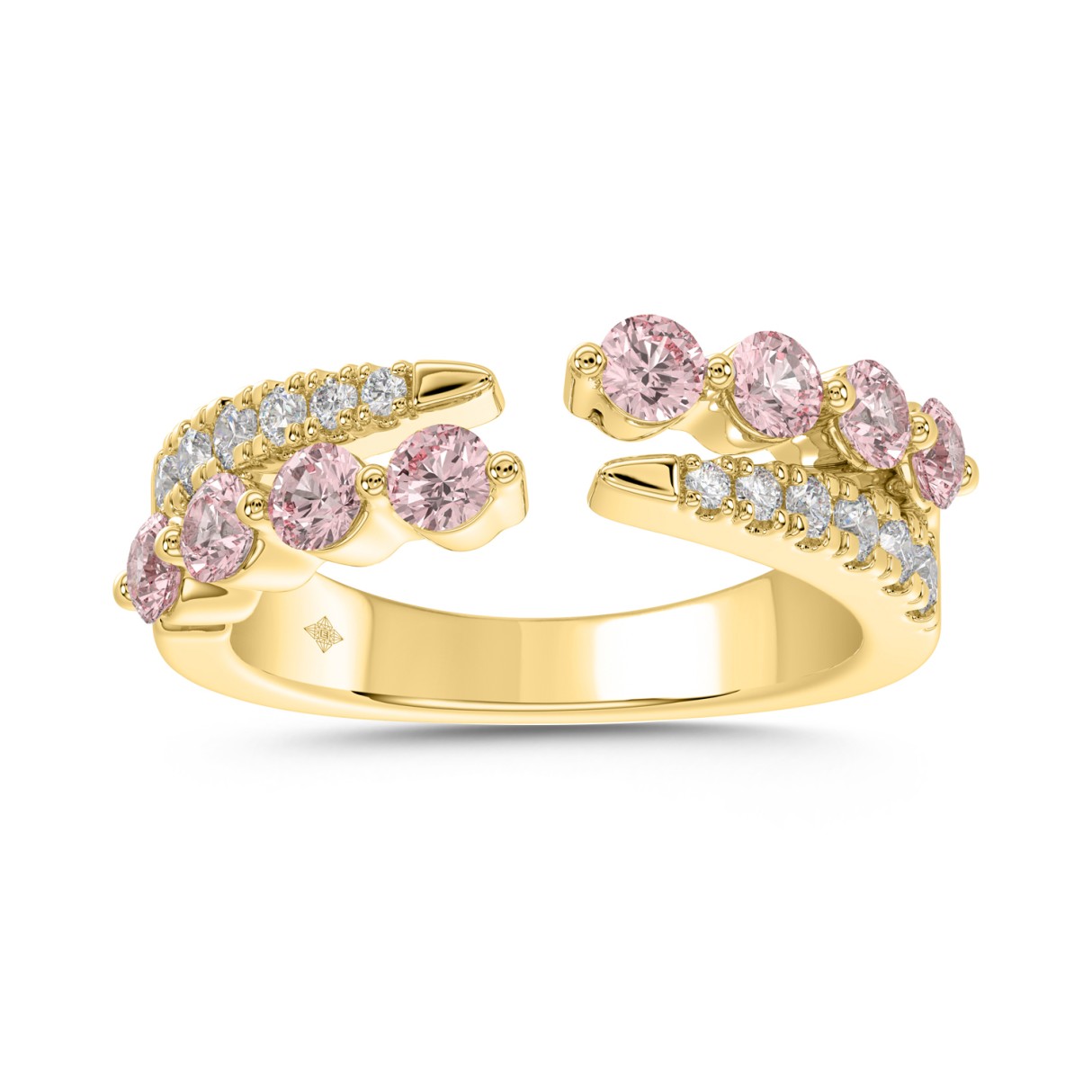 ETERNAL BLUSH COLLECTION LADIES RING 1CT ROUND DIAMOND 14K YELLOW GOLD - Image 1