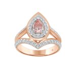 ETERNAL BLUSH COLLECTION LADIES RING 1CT ROUND/PEAR DIAMOND 14K ROSE GOLD (CENTER STONE PINK PEAR DIAMOND 1/2CT)