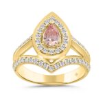 ETERNAL BLUSH COLLECTION LADIES RING 1CT ROUND/PEAR DIAMOND 14K YELLOW GOLD (CENTER STONE PINK PEAR DIAMOND 1/2CT)