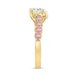 ETERNAL BLUSH COLLECTION LADIES RING 2 1/4CT ROUND/PEAR DIAMOND 14 K YELLOW GOLD (CENTER STONE PINK ROUND/PEAR DIAMOND 3/4CT 3/4CT) - Image 2