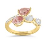 ETERNAL BLUSH COLLECTION LADIES RING 2 1/4CT ROUND/PEAR/OVAL DIAMOND 14K YELLOW GOLD (CENTER STONE PINK OVAL DIAMOND 3/4CT PINK PEAR DIAMOND 3/4CT)