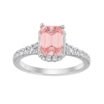 ETERNAL BLUSH COLLECTION LADIES RING 2 1/5CT ROUND/EMERALD DIAMOND 14K WHITE GOLD (CENTER STONE PINK EMERALD DIAMOND 1 1/2CT)