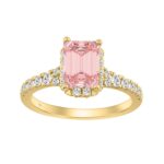 ETERNAL BLUSH COLLECTION LADIES RING 2 1/5CT ROUND/EMERALD DIAMOND 14K YELLOW GOLD (CENTER STONE PINK EMERALD DIAMOND 1 1/2CT)