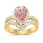 ETERNAL BLUSH COLLECTION LADIES RING 2 3/4CT ROUND/PEAR DIAMOND 14K YELLOW GOLD (CENTER STONE PINK PEAR DIAMOND 2CT)