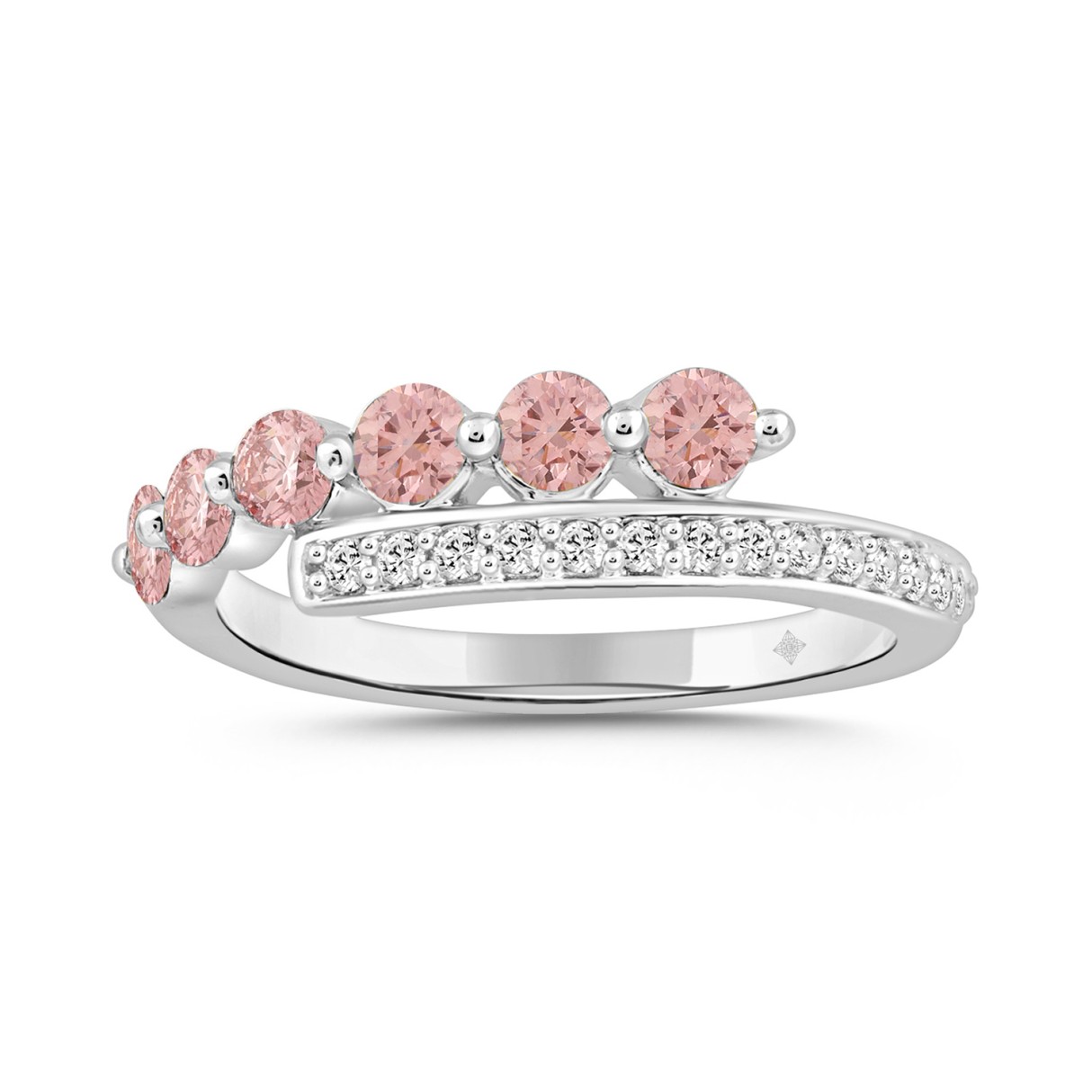 ETERNAL BLUSH COLLECTION LADIES RING 3/4CT ROUND DIAMOND 14K WHITE GOLD (PINK ROUND) - Image 1