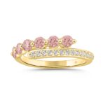 ETERNAL BLUSH COLLECTION LADIES RING 3/4CT ROUND DIAMOND 14K YELLOW GOLD (PINK ROUND)