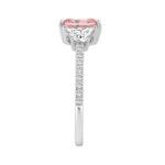 Ladies 14K White Gold 1 1/2CT Round/Trapezoid/Radiant Lab-Grown Diamond Ladies Fashion Ring 1.00CT Pink Radiant Center stone (Color F-G -Clarity VS1/V - Image 3