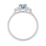 Ladies 14K White Gold 1 1/4CT Round/Oval Lab-Grown Diamond Ladies Fashion Ring 1.00CT Blue Oval Center stone (Color F-G -Clarity VS1/VS2) - Image 2