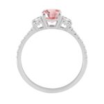 Ladies 14K White Gold 1 1/4CT Round/Oval Lab-Grown Diamond Ladies Fashion Ring 1.00CT Pink Oval Center stone (Color F-G -Clarity VS1/VS2) - Image 2