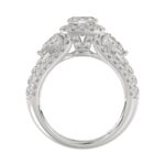 Ladies 14K White Gold 3 1/2CT Featuring Fashion Ring  with Round, Pear & Cushion Diamond 2.00CT Cushion  Center stone (Color F-G -Clarity VS1/VS2) - Image 2