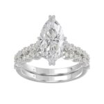 Ladies 14K White Gold Ladies Elegance- Bridal Set  3 1/3CT Round & Marquise Diamonds 3.00CT Marquise Center stone (Color F-G -Clarity VS1/VS2)