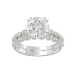 Ladies 14K White Gold Ladies Elegance- Bridal Set  3 1/3CT Round Diamond 3.00CT Round Center stone (Color F-G -Clarity VS1/VS2)