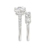 Ladies 14K White Gold Ladies Elegance- Bridal Set  3 3/4CT Round & Oval Diamonds 2.00CT Oval Center stone (Color F-G -Clarity VS1/VS2) - Image 4