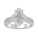 Ladies 14K White Gold ladies Ring Featuring Round Half-Moon & Baguette Diamonds 3.00CT  Oval  Center stone (Color F-G -Clarity VS1/VS2)