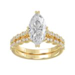 Ladies 14K Yellow Gold Ladies Elegance- Bridal Set  3 1/3CT Round & Marquise Diamonds 3.00CT Marquise Center stone (Color F-G -Clarity VS1/VS2)