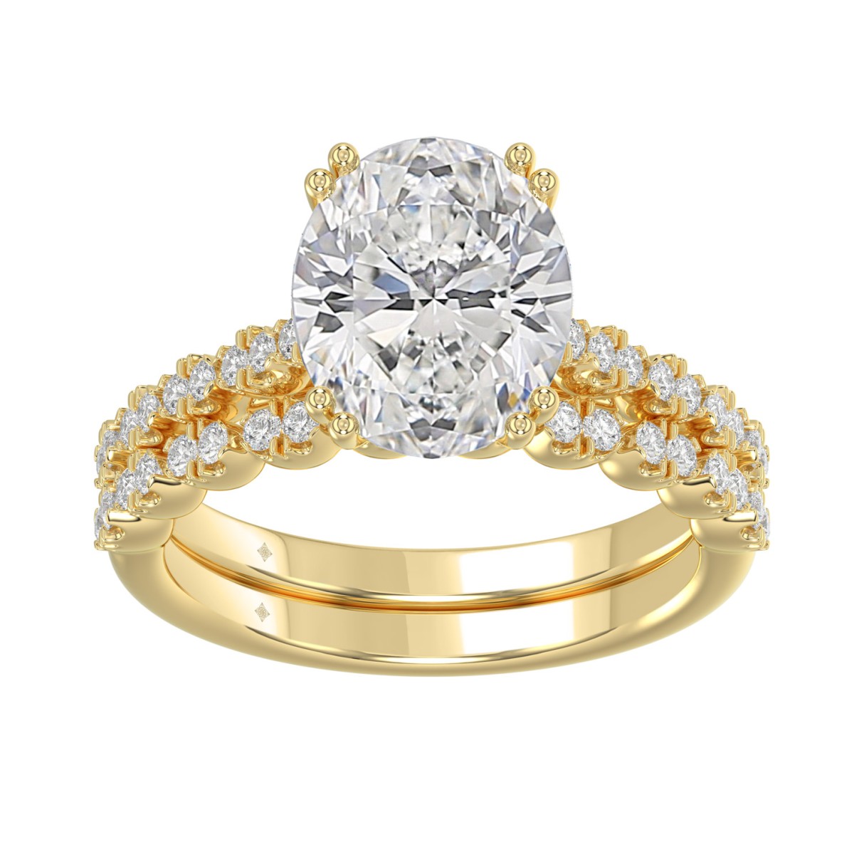 Ladies 14K Yellow Gold Ladies Elegance- Bridal Set 3 1/3CT Round & Oval Diamonds 3.00CT Oval Center stone (Color F-G Clarity VS1/VS2) - Image 1