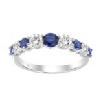 LADIES BAND 1/2CT ROUND/BLUE SAPPHIRE DIAMOND 14K WHITE GOLD (CENTER STONE BLUE SAPPHIRE ROUND DIAMOND 7/8CT)