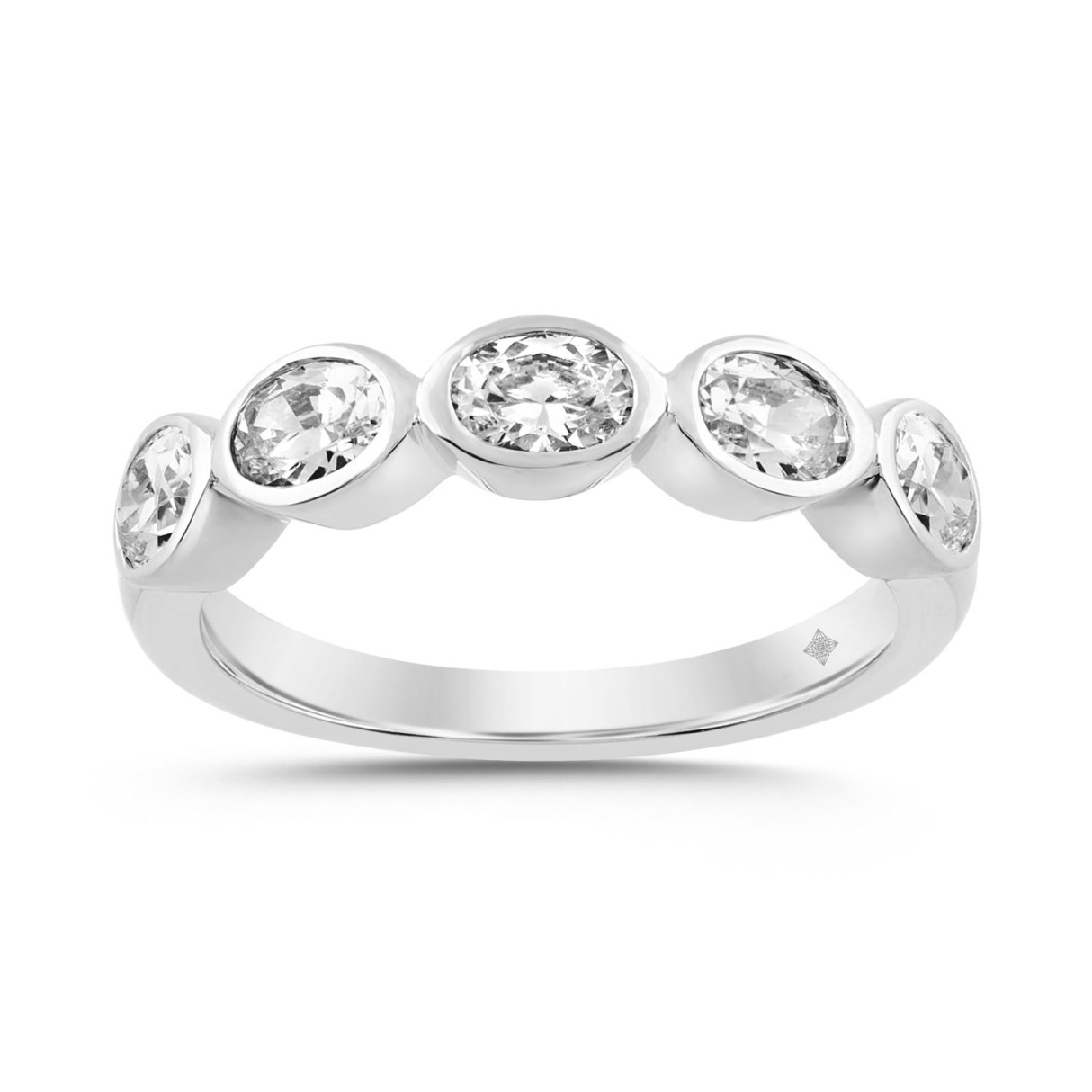 LADIES BAND 1CT OVAL DIAMOND 14K WHITE GOLD - Image 1