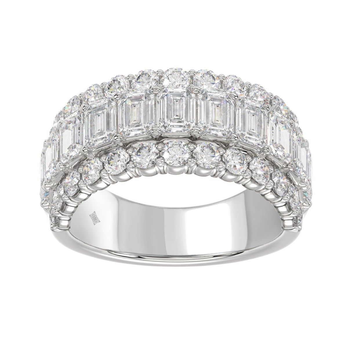 LADIES BAND 3 1/2CT ROUND/EMERALD DIAMOND 14K WHITE GOLD - Image 1