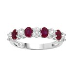 LADIES BAND 3/4CT ROUND/OVAL RUBY DIAMOND 14K WHITE GOLD (OVAL RUBY DIAMOND 1CT )