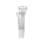 LADIES BRIDAL SET 2 3/8CT ROUND/OVAL DIAMOND 14K WHITE GOLD (CENTER STONE OVAL DIAMOND 1CT ) - Image 3