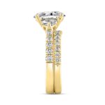 LADIES BRIDAL SET 3 1/3CT ROUND/OVAL/HALF MOON 14K YELLOW GOLD (CENTER STONE OVAL DIAMOND 2CT ) - Image 3