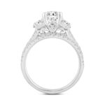 LADIES BRIDAL SET 3 1/4CT ROUND/EMERALD/CADILLAC DIAMOND 14K WHITE GOLD (CENTER STONE EMERALD DIAMOND 2CT ) - Image 2