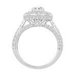 LADIES BRIDAL SET 3CT ROUND/OVAL DIAMOND 14K WHITE GOLD (CENTER STONE OVAL DIAMOND 1CT ) - Image 2