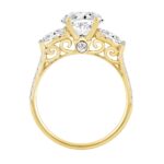 LADIES BRIDAL SET 3CT ROUND/PEAR DIAMOND 14K YELLOW GOLD (CENTER STONE ROUND DIAMOND 2CT ) - Image 2