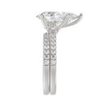 LADIES BRIDAL SET 4 1/2CT ROUND/PEAR DIAMOND 14K WHITE GOLD (CENTER STONE PEAR DIAMOND 4CT ) - Image 4