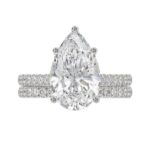 LADIES BRIDAL SET 4 1/2CT ROUND/PEAR DIAMOND 14K WHITE GOLD (CENTER STONE PEAR DIAMOND 4CT ) - Image 5
