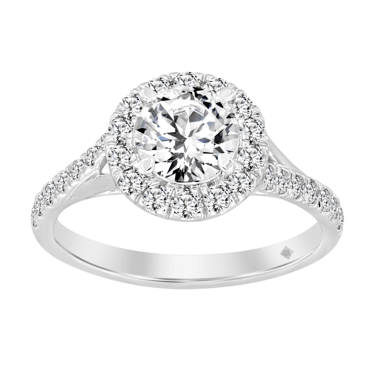 LADIES RING 1 1/2CT ROUND DIAMOND 14K WHITE GOLD (CENTER STONE ROUND DIAMOND 1CT) - Image 1