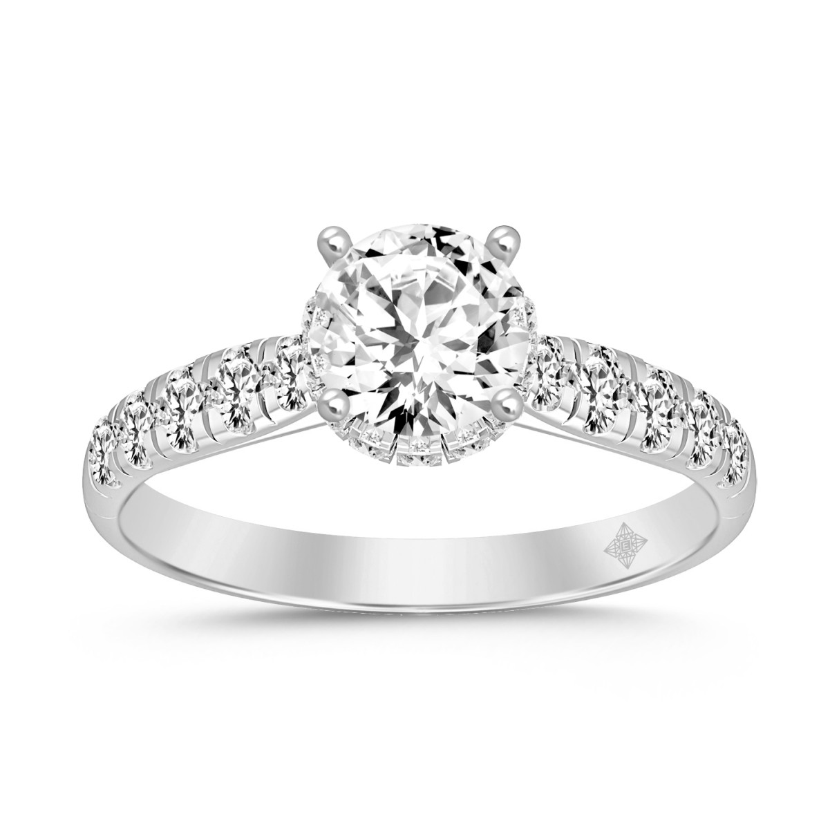 LADIES RING 1 1/2CT ROUND DIAMOND 14K WHITE GOLD (CENTER STONE ROUND DIAMOND 1CT) - Image 1