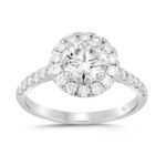 LADIES RING 1 1/2CT ROUND DIAMOND 14K WHITE GOLD (CENTER STONE ROUND DIAMOND 1CT)