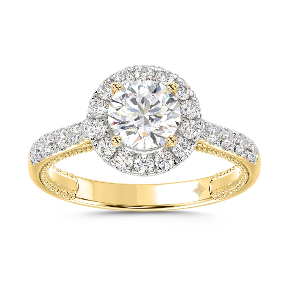 LADIES RING 1 1/2CT ROUND DIAMOND 14K YELLOW GOLD (CENTER STONE ROUND DIAMOND 1CT) - Image 1