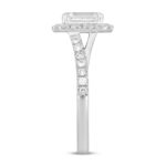 LADIES RING 1 1/2CT ROUND/EMERALD DIAMOND 14K WHITE GOLD (CENTER STONE EMERALD DIAMOND 1CT) - Image 3