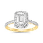 LADIES RING 1 1/2CT ROUND/EMERALD DIAMOND 14K YELLOW GOLD (CENTER STONE EMERALD DIAMOND 1CT)