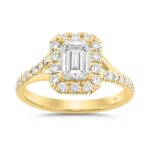 LADIES RING 1 1/2CT ROUND/EMERALD DIAMOND 18K YELLOW GOLD (CENTER STONE EMERALD DIAMOND 1CT)