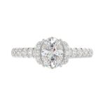 LADIES RING 1 1/2CT ROUND/OVAL DIAMOND 14K WHITE GOLD (CENTER STONE OVAL DIAMOND 1CT) - Image 4