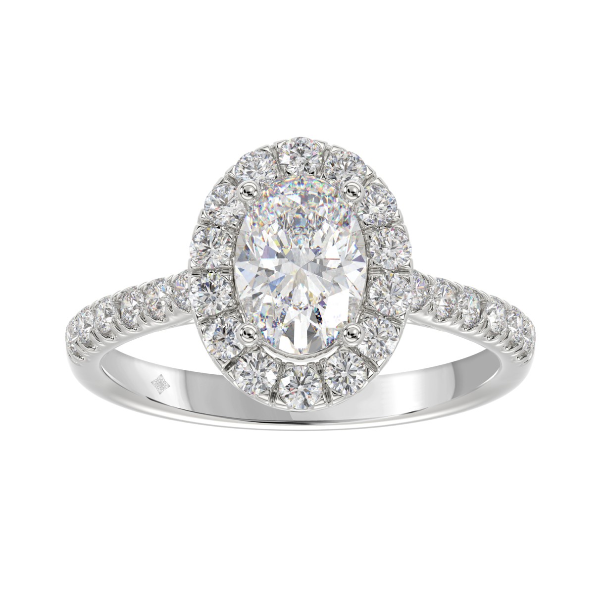 LADIES RING 1 1/2CT ROUND/OVAL DIAMOND 14K WHITE GOLD (CENTER STONE OVAL DIAMOND 1CT) - Image 1