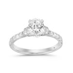 LADIES RING 1 1/2CT ROUND/OVAL DIAMOND 14K WHITE GOLD (CENTER STONE OVAL DIAMOND 1CT)