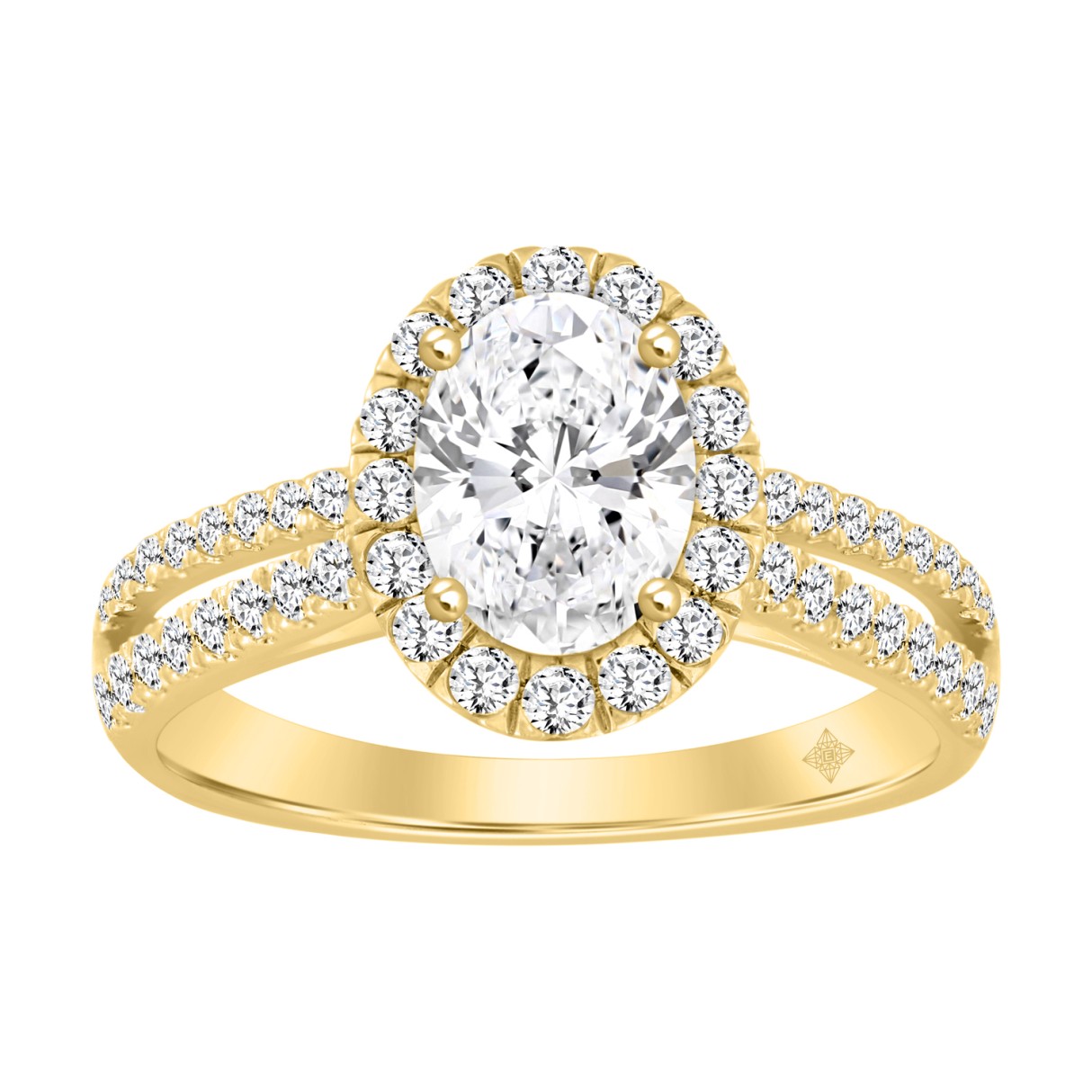 LADIES RING 1 1/2CT ROUND/OVAL DIAMOND 14K YELLOW GOLD (CENTER STONE OVAL DIAMOND 1CT) - Image 1