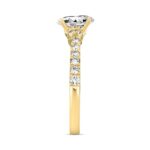 LADIES RING 1 1/2CT ROUND/OVAL DIAMOND 14K YELLOW GOLD (CENTER STONE OVAL DIAMOND 1CT) - Image 3