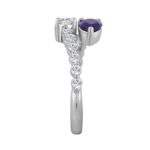 LADIES RING 1 1/2CT ROUND/PEAR BLUE/OVAL DIAMOND 14K WHITE GOLD - Image 2